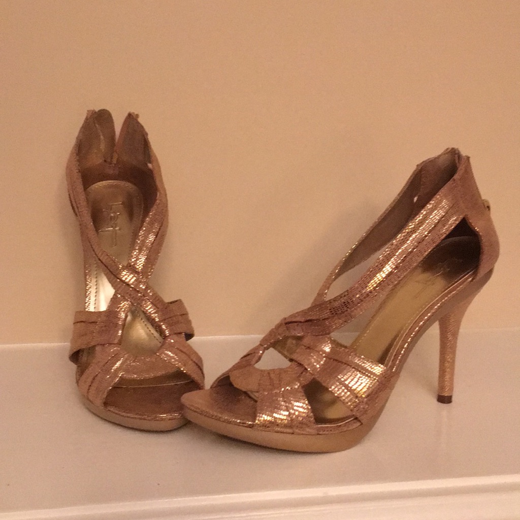 F21 Gold Python Heel